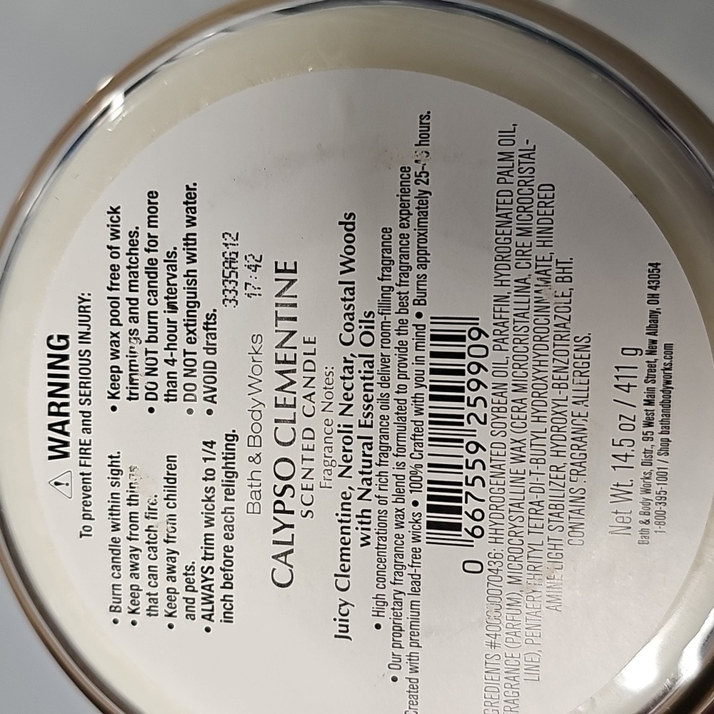 Bath & Body Works Scented Candle - Calypso Clementine - NIB - Picture 3 of 4